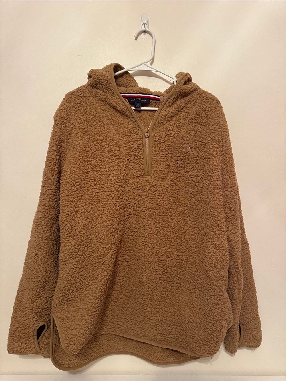 Tommy Hilfiger Women's Camel Brown Sherpa Zip Hoodie